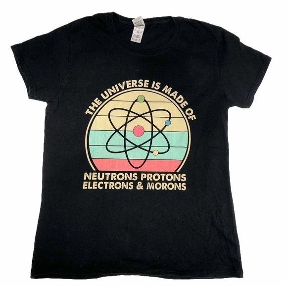 Graphic Tee Size M Science Funny Sarcastic Black Short Sleeve Gilden T-Shirt - Picture 1 of 6